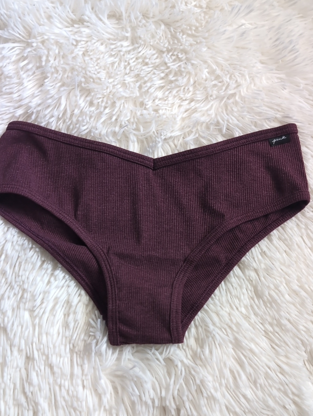 🌸 3 FOR $15 🌸 Victoria's Secret Pink Ribbed Maroon Cheekster Panty
